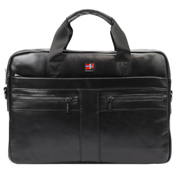 Čierna pánska kožená bussines taška pre notebook (GT198)