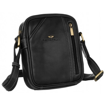 Pánska kožená crossbody taška čierna (GT228)