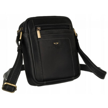 Pánska kožená crossbody taška čierna (GT237)