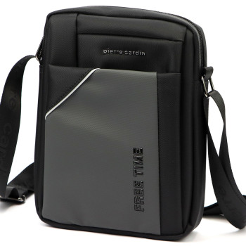 Značková pánska taška cez rameno Pierre Cardin sivo čierna (TP120112)