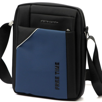 Značková pánska taška cez rameno Pierre Cardin modro čierna (TP120113)