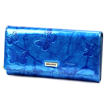 Dámska kožená peňaženka s motýľmi modrá (GDPN406)