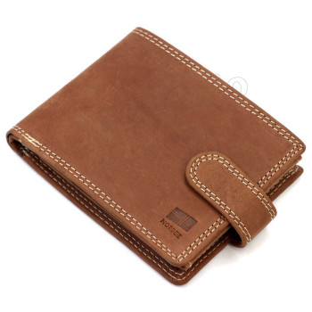 Kvalitná kožená pánska peňaženka s prackou svetlo hnedá (GPPN516)